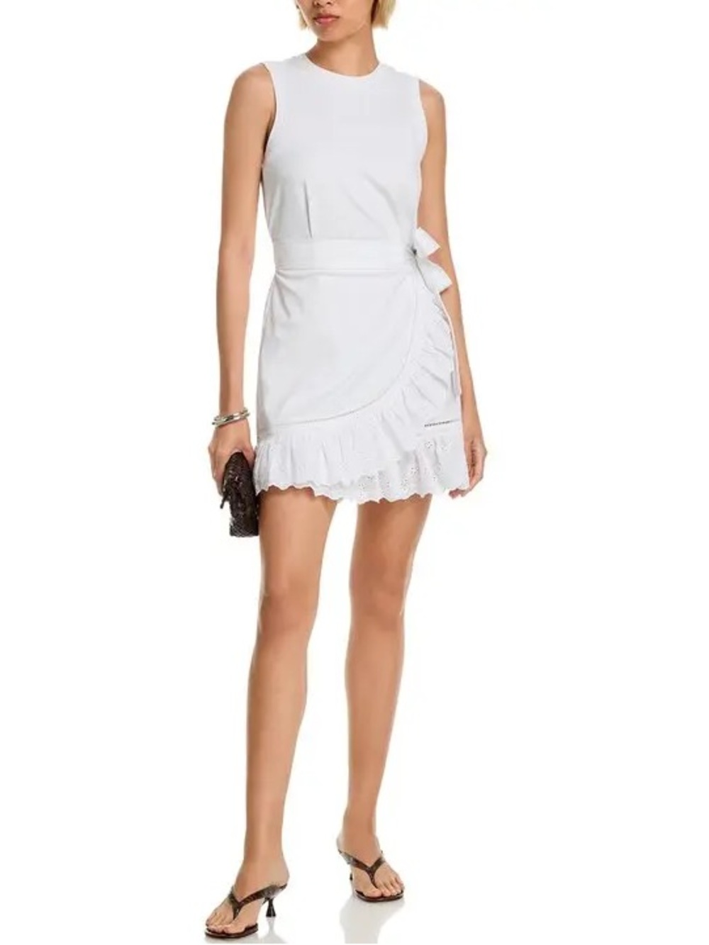 NEW Cing à Sept Mazie Eyelet Mahlia Wrap Mini Dress White